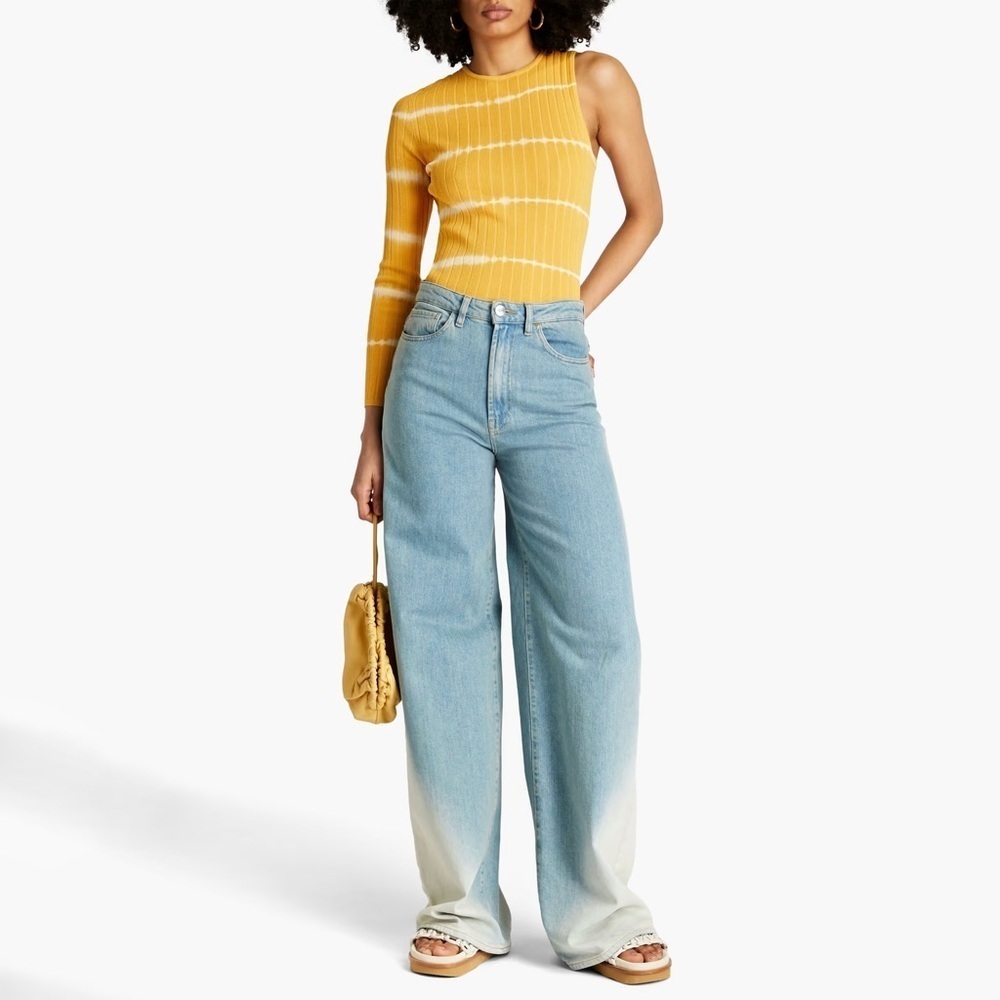 NWOT Sandro Yellow Tie dye one sleeve top